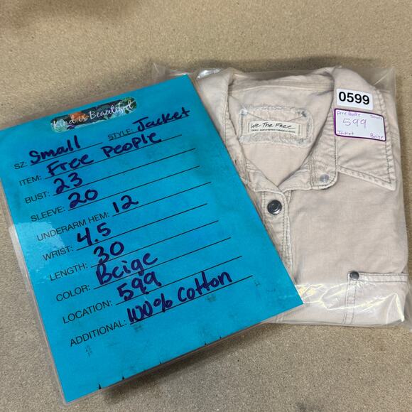 Free People Revolve Baby Cord Buttondown Jacket Shacket Women's SZ S Beige Boho - Picture 16 of 16